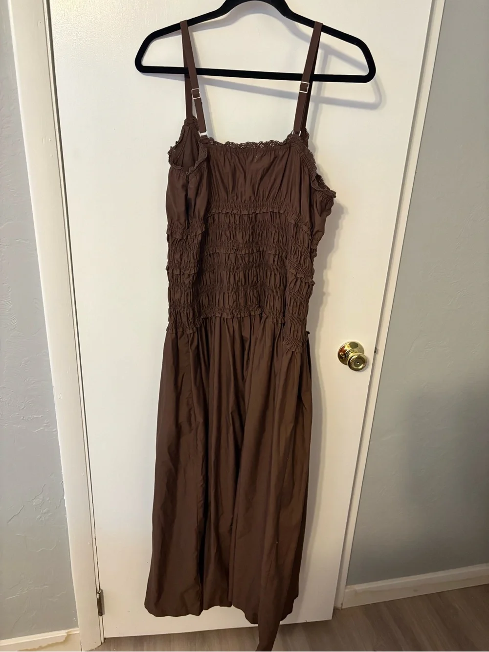 Abercrombie & Fitch Chocolate Brown Smocked Maxi Dress